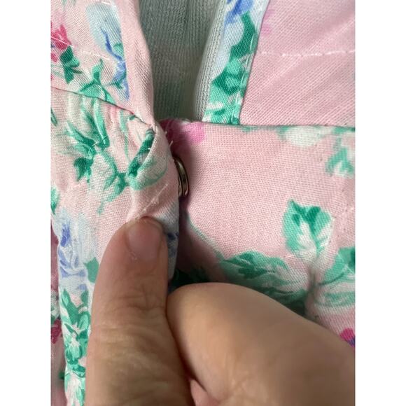 Vtg Leisure Life Quilted Robe Pink Blue Floral Sz XL Cottage Country Look - Picture 3 of 10